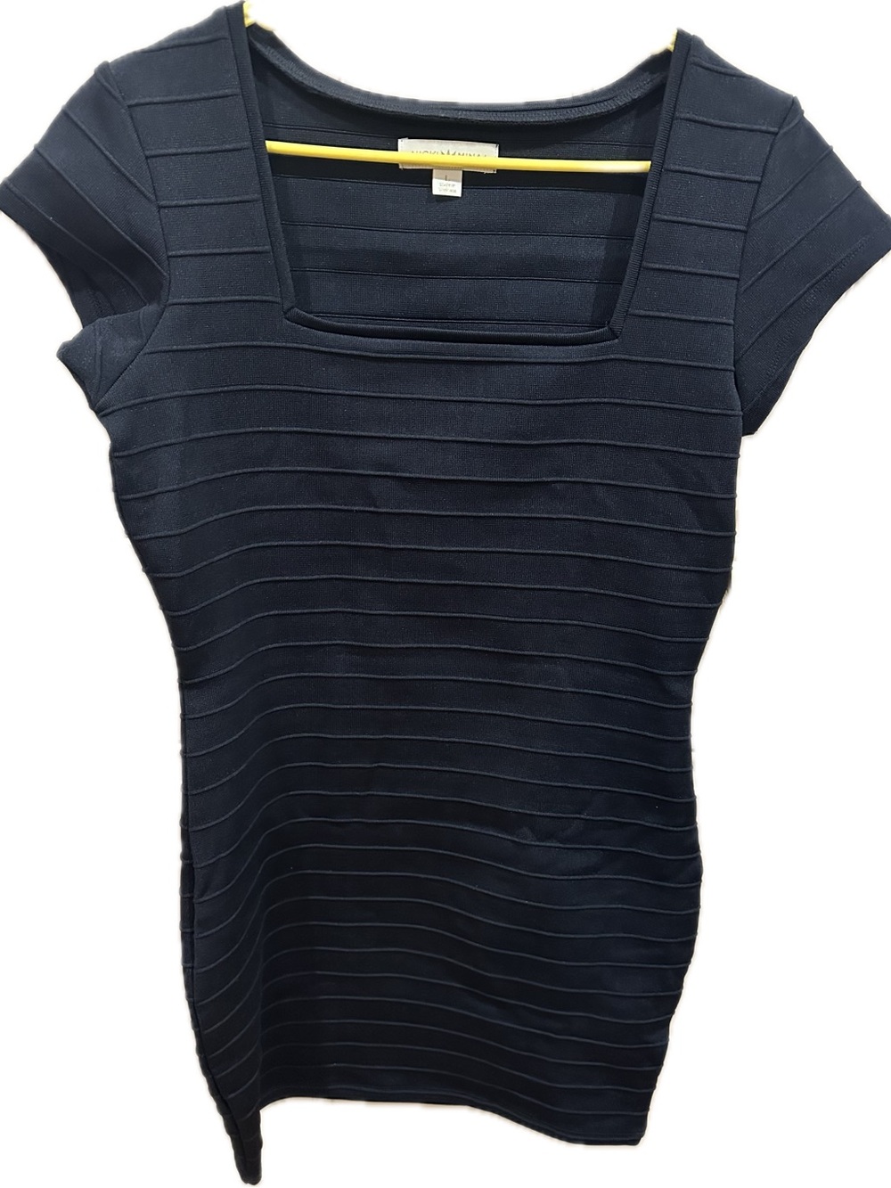 Nicki Minaj Black Ribbed Square-Neck Mini Dress